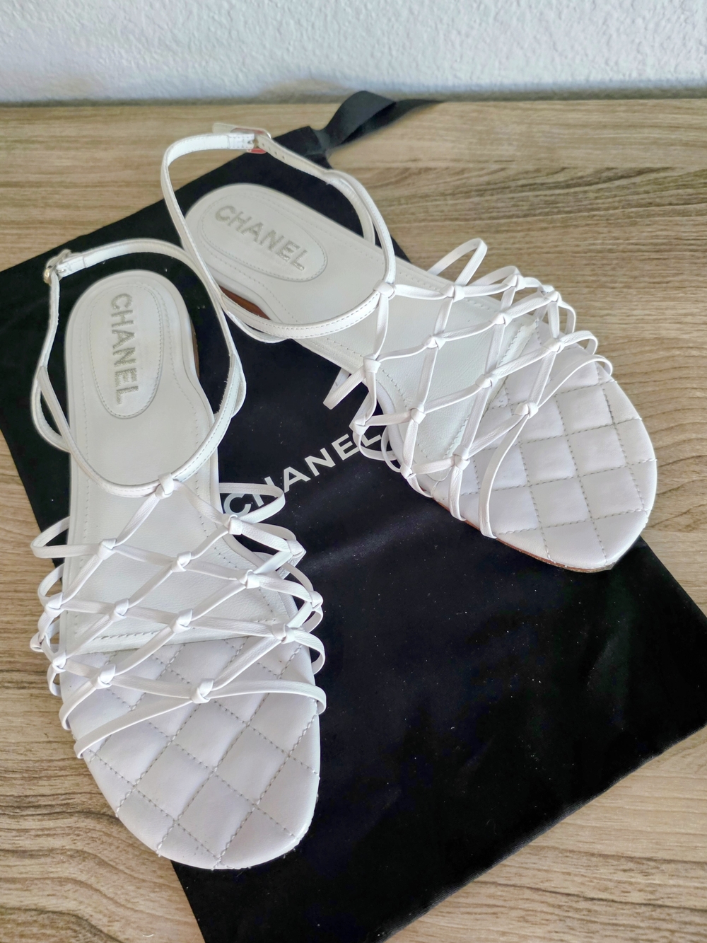 Chanel Strappy Sandals Size 37.5 Us Size 7